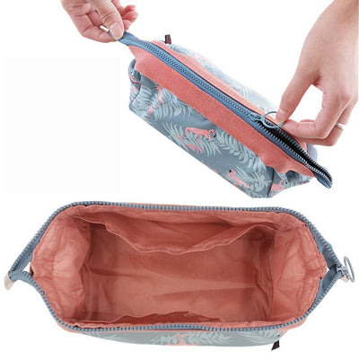 Toiletry Kit Organizer Hard Drive Carry Case Portable Cube Purse (Grey Flamingo)