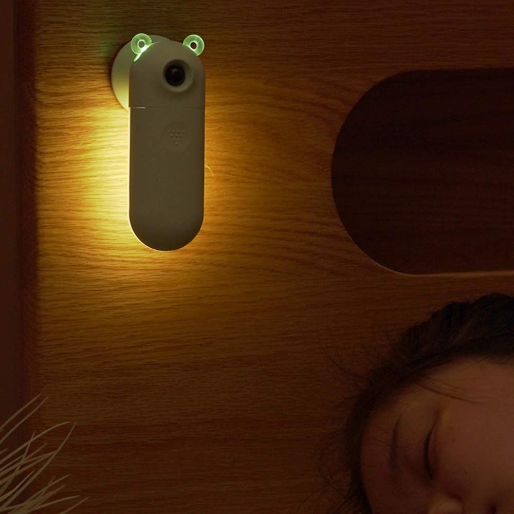 IR Motion Sensor Rechargeable Cute Bear Bedside Wall Night Light Lamp (Multicolor)