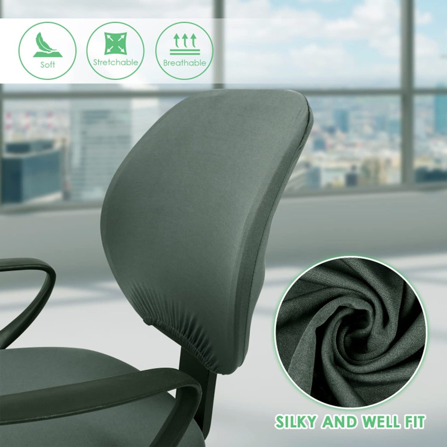 Polyester Spandex Stretch Print Computer Office Chair Cover- Grey