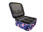 Cosmetic Storage Case with Adjustable Compartment (Dark Blue Flamingo)