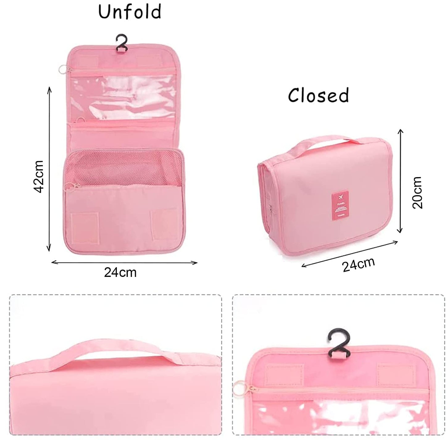 Hanging Travel Toiletry Bag Cosmetic Bag -Pink