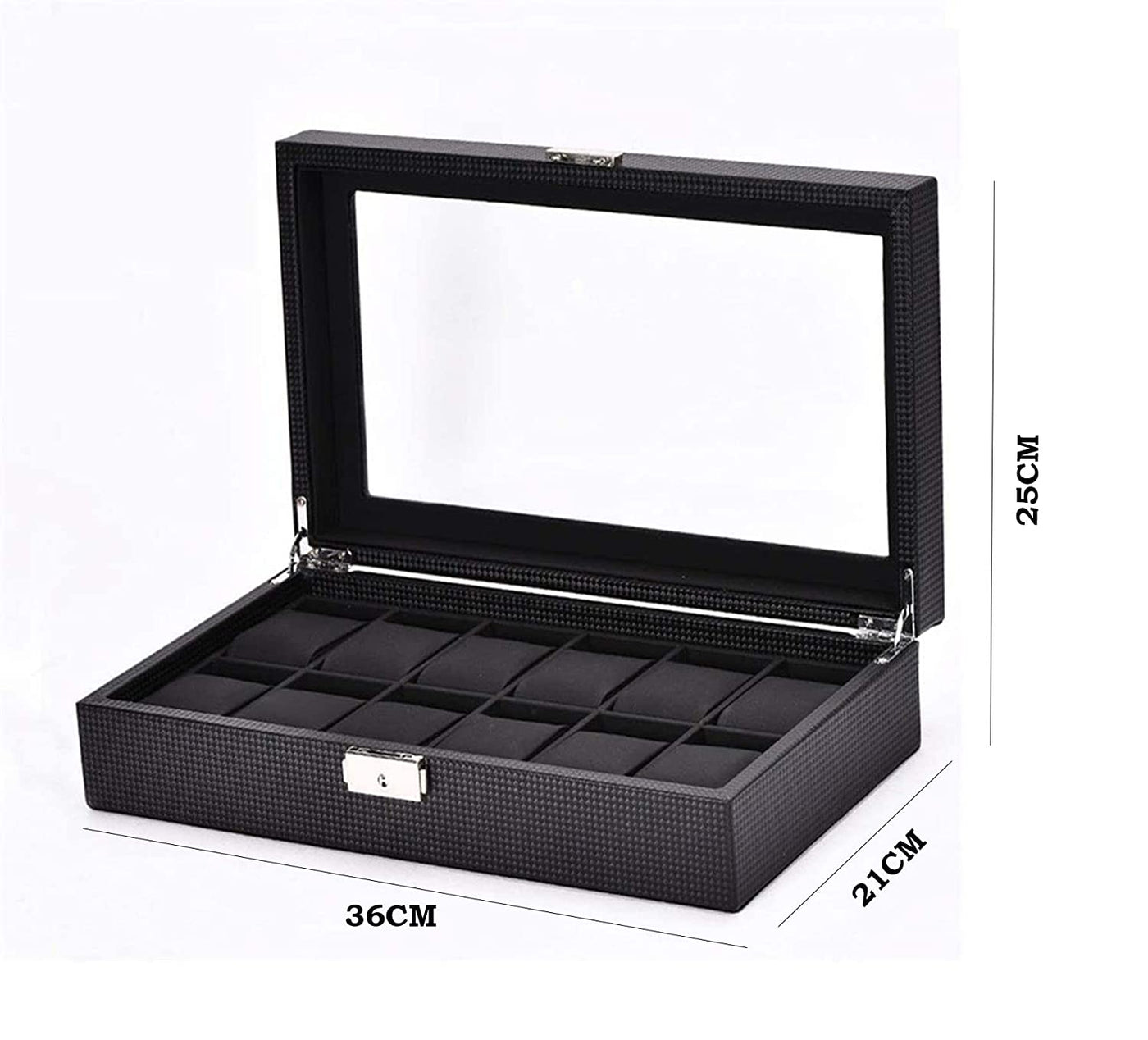 12 Slots Portable Watch Box Carbon Fiber