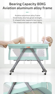 Crib Baby Rack, Foldable, Comes with Casters - Pink