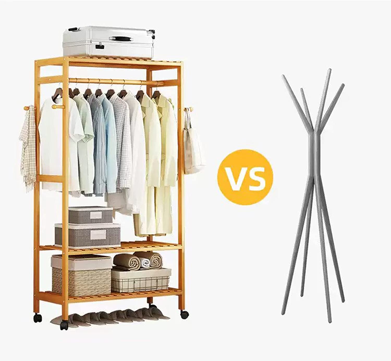 Buy House of Quirk 5 Tier Bamboo Wooden Garment Clothing Rack  130x40x140cm-Tan Online at Best Prices in India - JioMart.