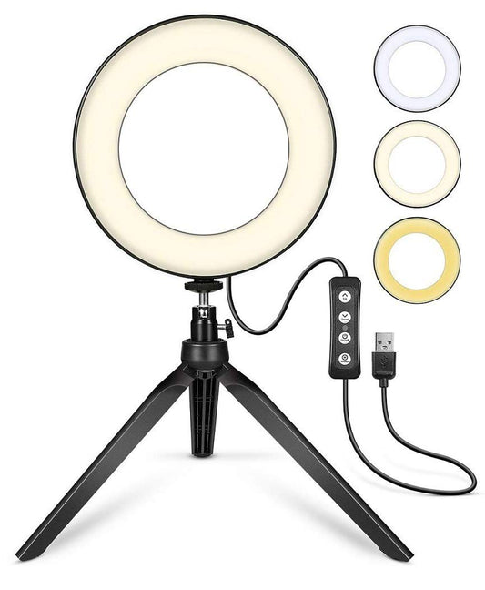 8" Selfie Ring Light with Tripod Stand & Cell Phone Holder with Remote Control