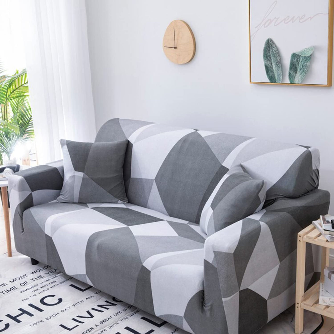 Universal Elastic Sofa Cover (Grey Dark Prism)