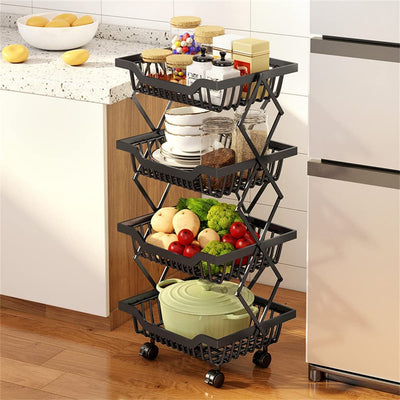 Foldable Fruit Vegetable Basket Cart