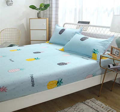 Fitted Bed Sheet -  Blue Pineapple