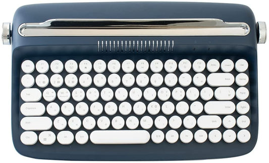 Wireless Keyboard, Retro Bluetooth Typewriter Keyboard - Dark Blue