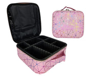 Cosmetic Storage Case with Adjustable Compartment (Pink Diamond)