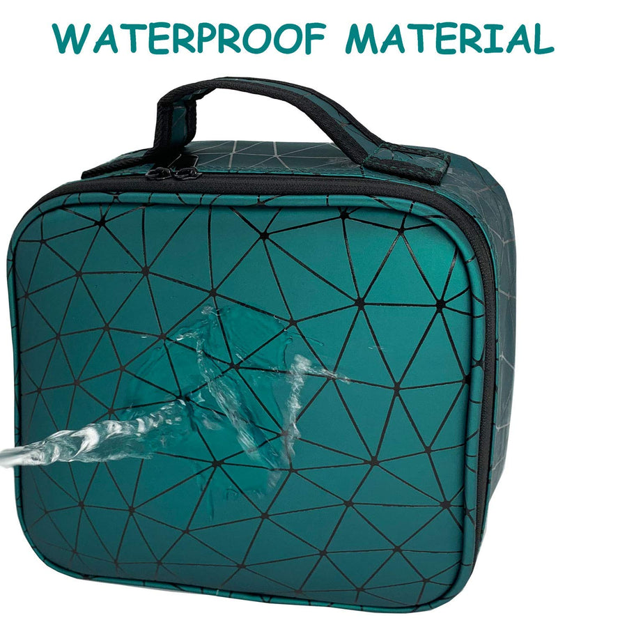 Cosmetic Storage Case with Adjustable Compartment (Green Diamond)