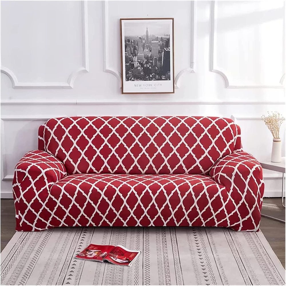Universal Elastic Sofa Cover (Maroon Diamond)