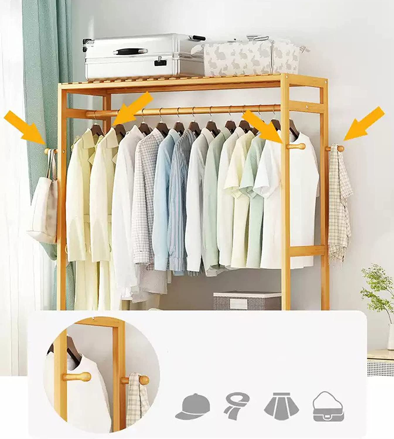 Bamboo Garment Rack with Tier-50CM
