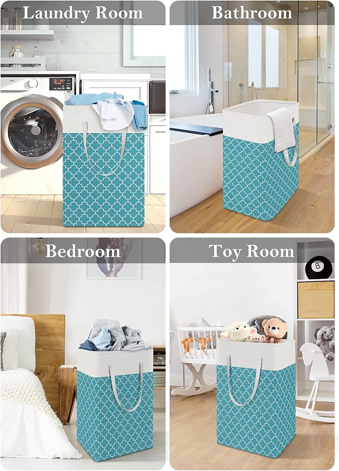 Printed Laundry Hamper 75L Collapsible Clothes Organizer