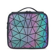 Cosmetic Storage Case with Adjustable Compartment (Triangular Stripe)