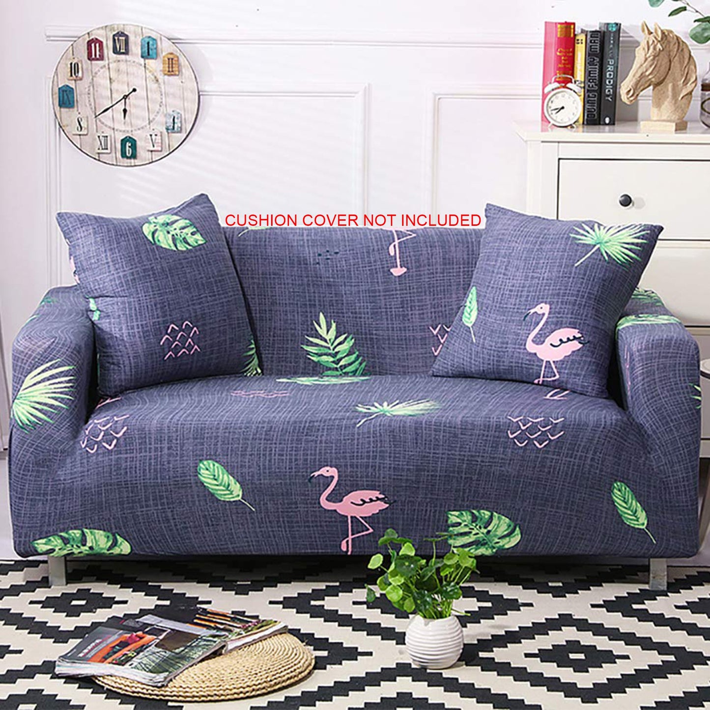 Printed Sofa Cover - Purple Flamingo