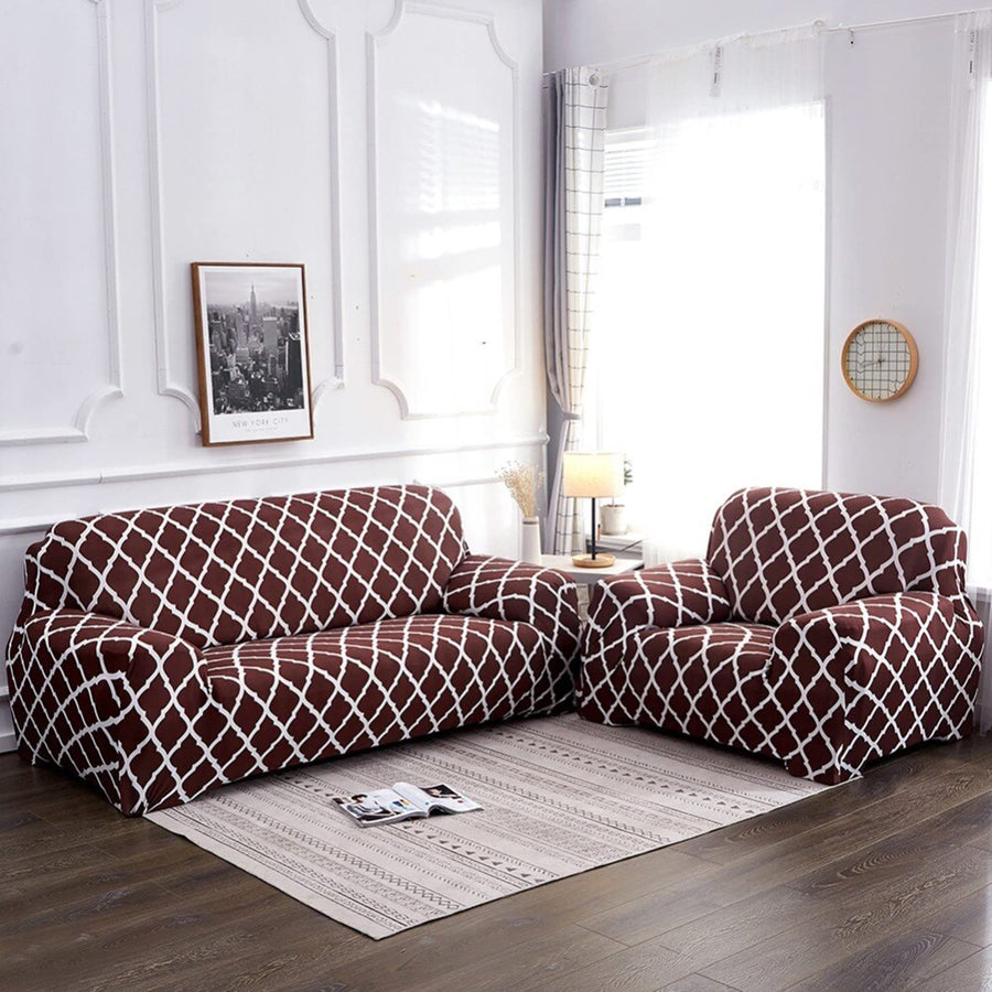 Universal Elastic Sofa Cover (Brown Diamond)