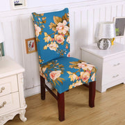 Printed Elastic Chair Cover - Blue Flower
