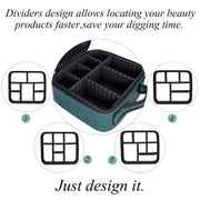 Cosmetic Storage Case with Adjustable Compartment (Green Diamond)