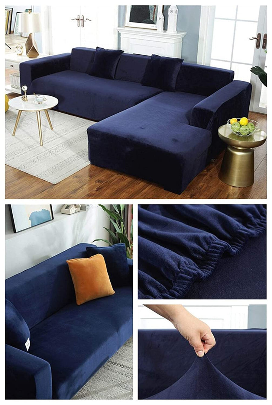 Velvet Sofa Slipcover - Dark Blue
