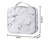 Cosmetic Storage Case with Adjustable Compartment (White Marble)