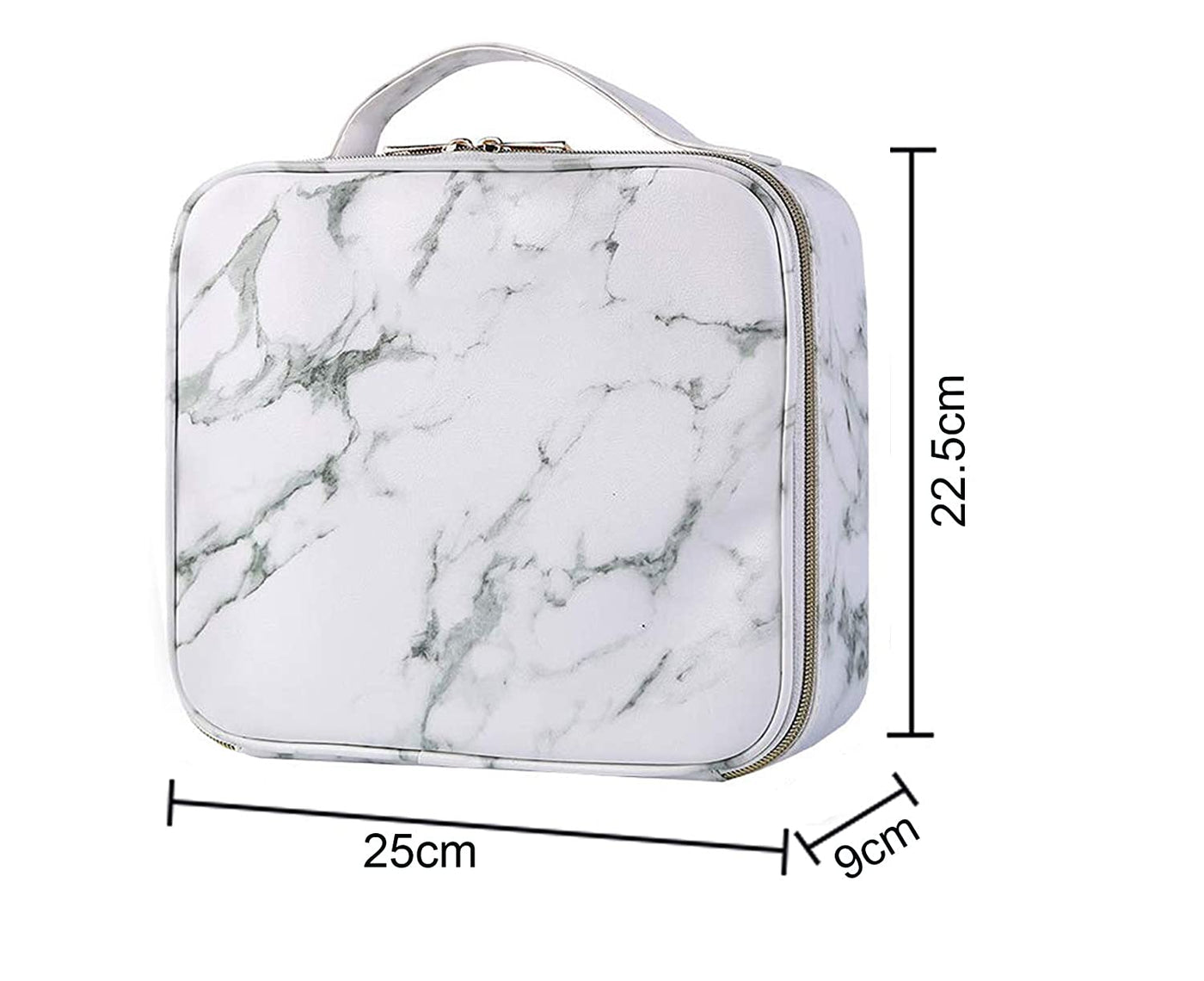 Cosmetic Storage Case with Adjustable Compartment (White Marble)