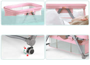 Crib Baby Rack, Foldable, Comes with Casters - Pink