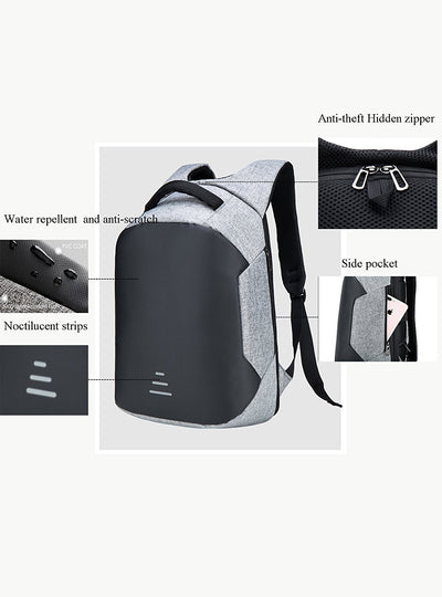 Anti Theft, Water Resistant Casual Backpack with USB Charging Point