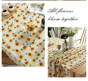 Rectangle Tablecloth Cotton Linen Table Cloth Dust-Proof Table Cover-Sunflower