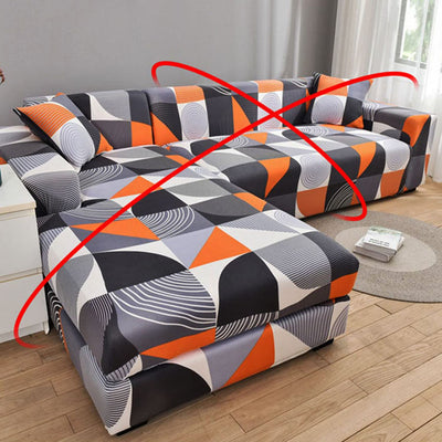 Universal Elastic Sofa Cover(Grey/Orange Abstract)