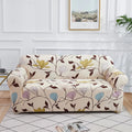 Polyester Spandex Sofa Slipcover-Cream Brown Leaf