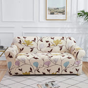 Polyester Spandex Sofa Slipcover-Cream Brown Leaf