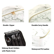 Cosmetic Storage Case with Adjustable Compartment (White Marble)