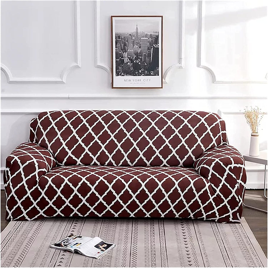 Universal Elastic Sofa Cover (Brown Diamond)