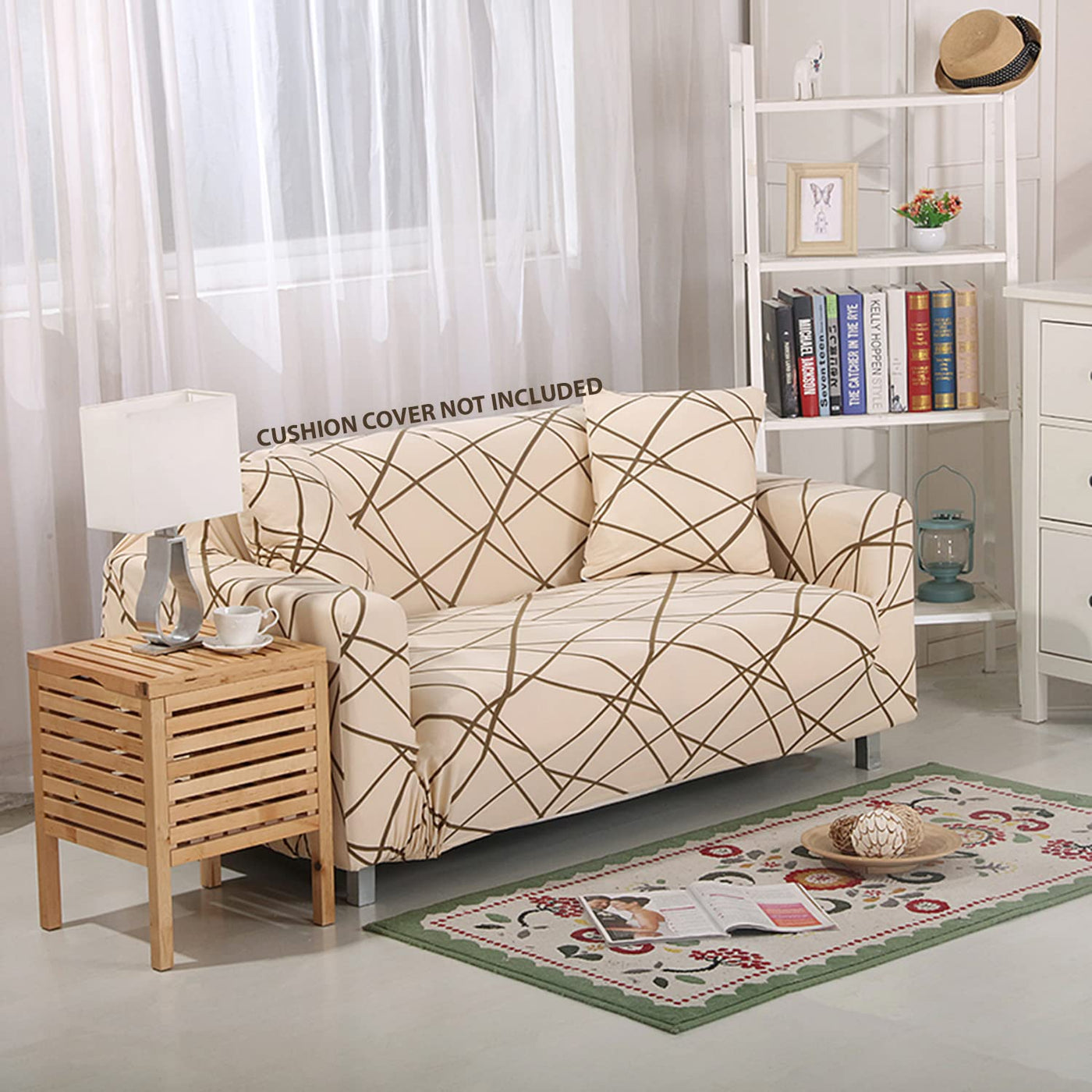 Universal ElastiC Sofa Cover (Beige Line)