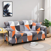 Universal Elastic Sofa Cover(Grey/Orange Abstract)