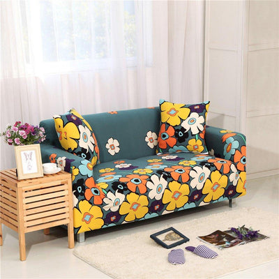 Printed Sofa Cover - Mid Night Green Lawn
