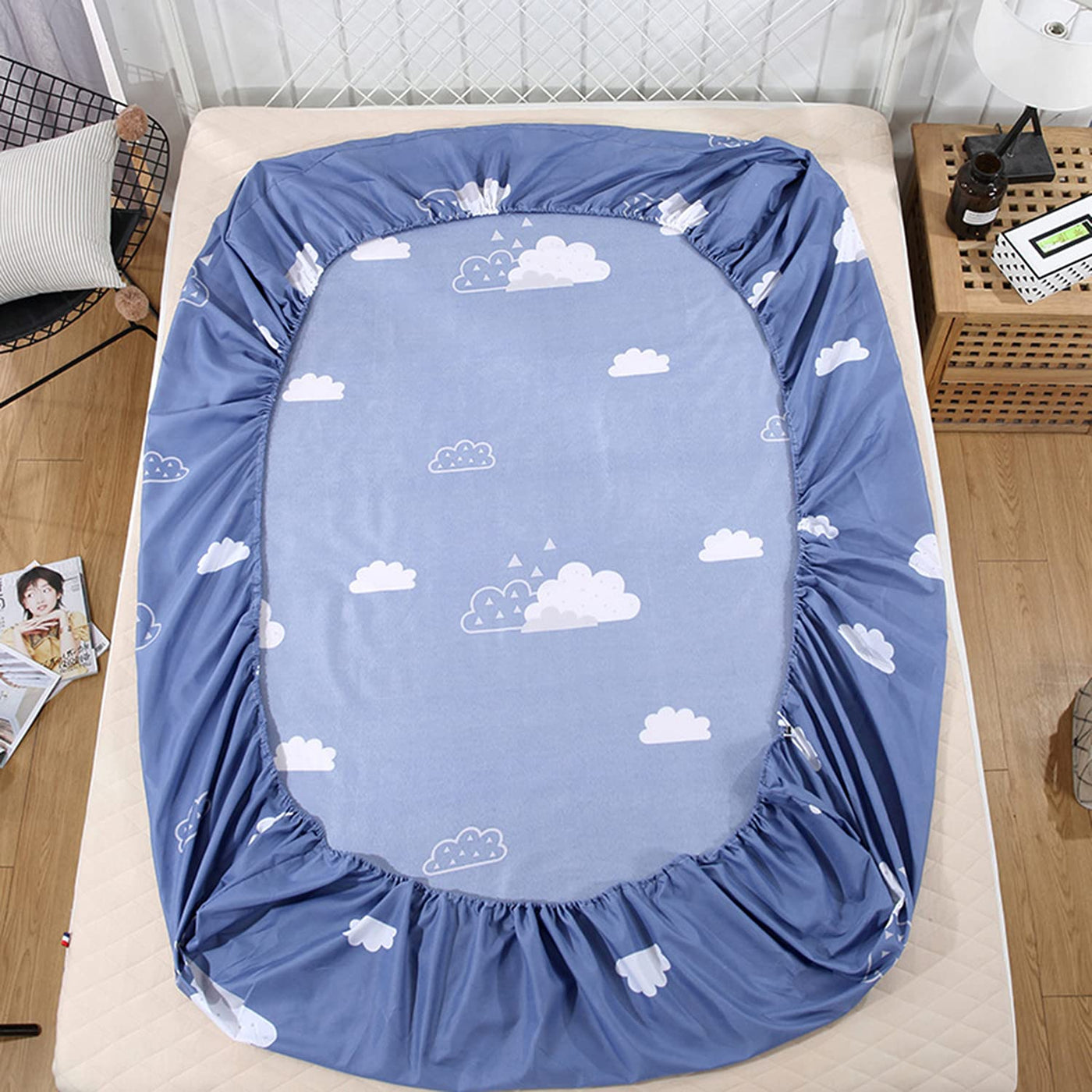 Fitted Bed Sheet - Blue Cloud