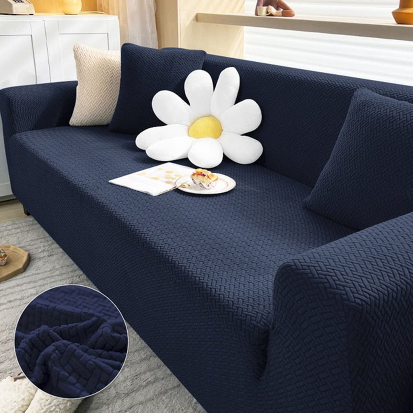Universal Polar Fleece Fabric Sofa Cover(Navy Blue)