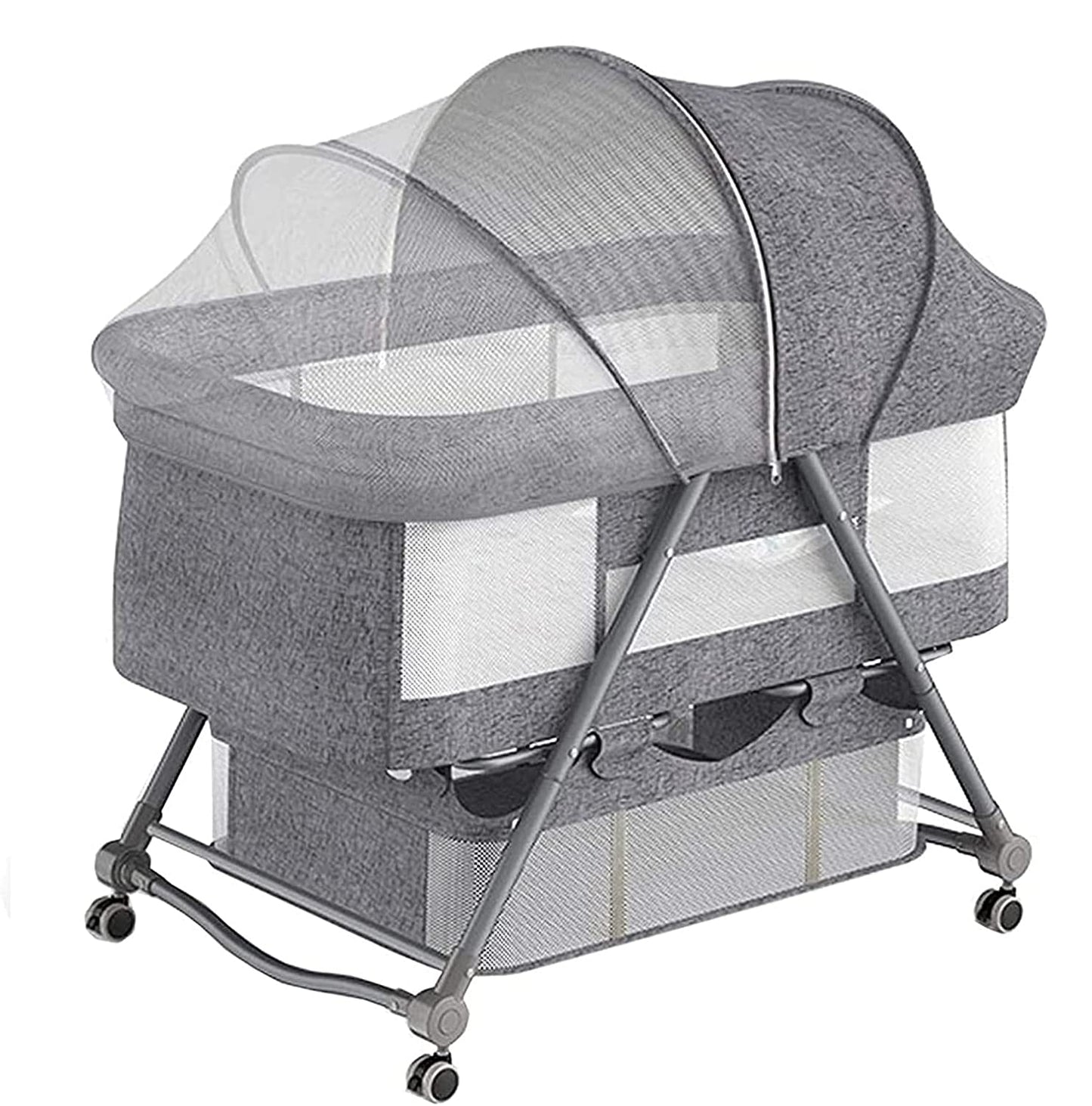 Cradle Crib Baby Rack, Foldable, Comes with Casters - Grey
