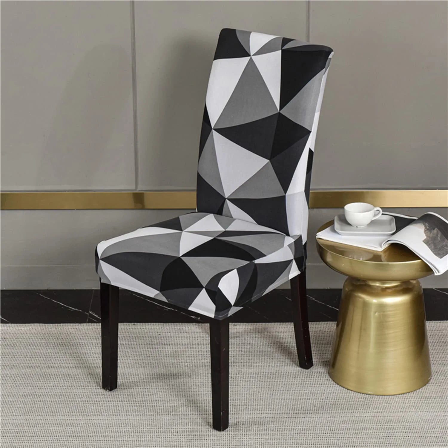 Elastic Chair Cover Stretch-Black Triangle