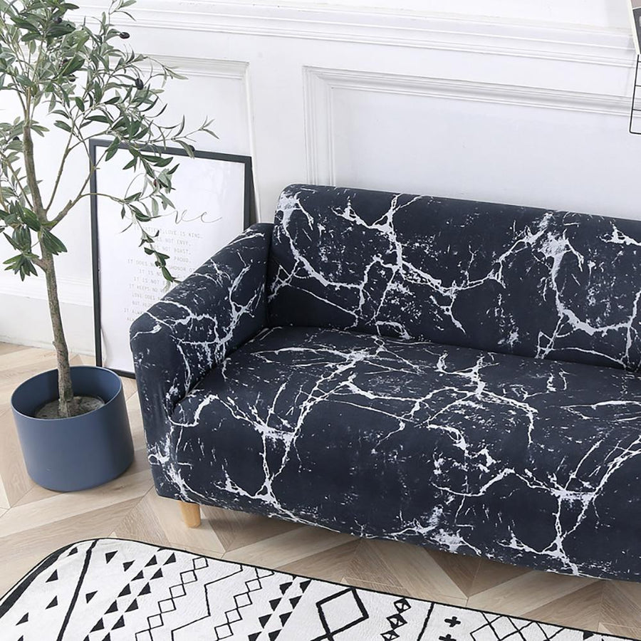 Printed Sofa Cover - Black Marble
