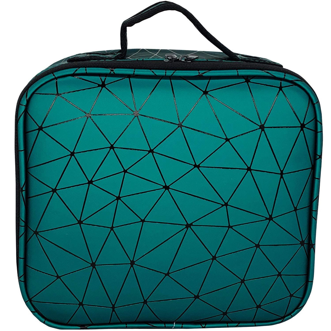 Cosmetic Storage Case with Adjustable Compartment (Green Diamond)