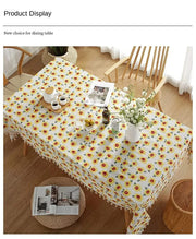 Rectangle Tablecloth Cotton Linen Table Cloth Dust-Proof Table Cover-Sunflower