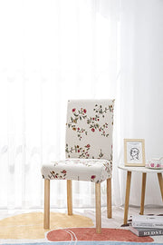 Printed Chair Cover - Beige Tulip