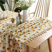 Rectangle Tablecloth Cotton Linen Table Cloth Dust-Proof Table Cover-Sunflower