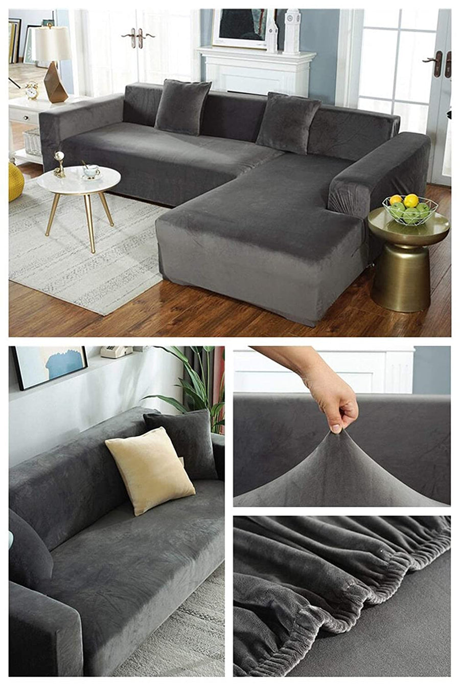 Velvet Sofa Slipcover - Grey