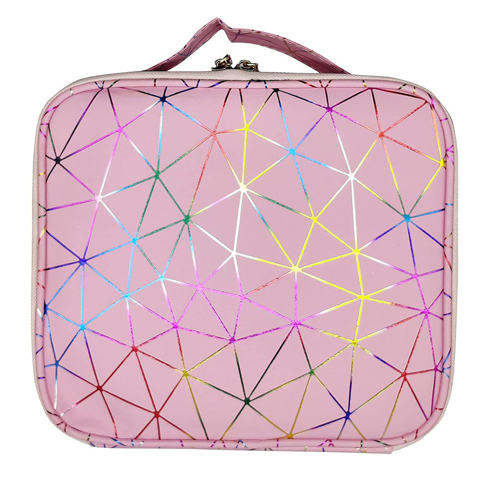 Cosmetic Storage Case with Adjustable Compartment (Pink Diamond)