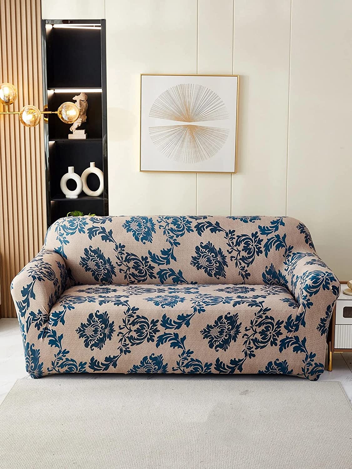 Universal Elastic Sofa Cover (Blue Demask)