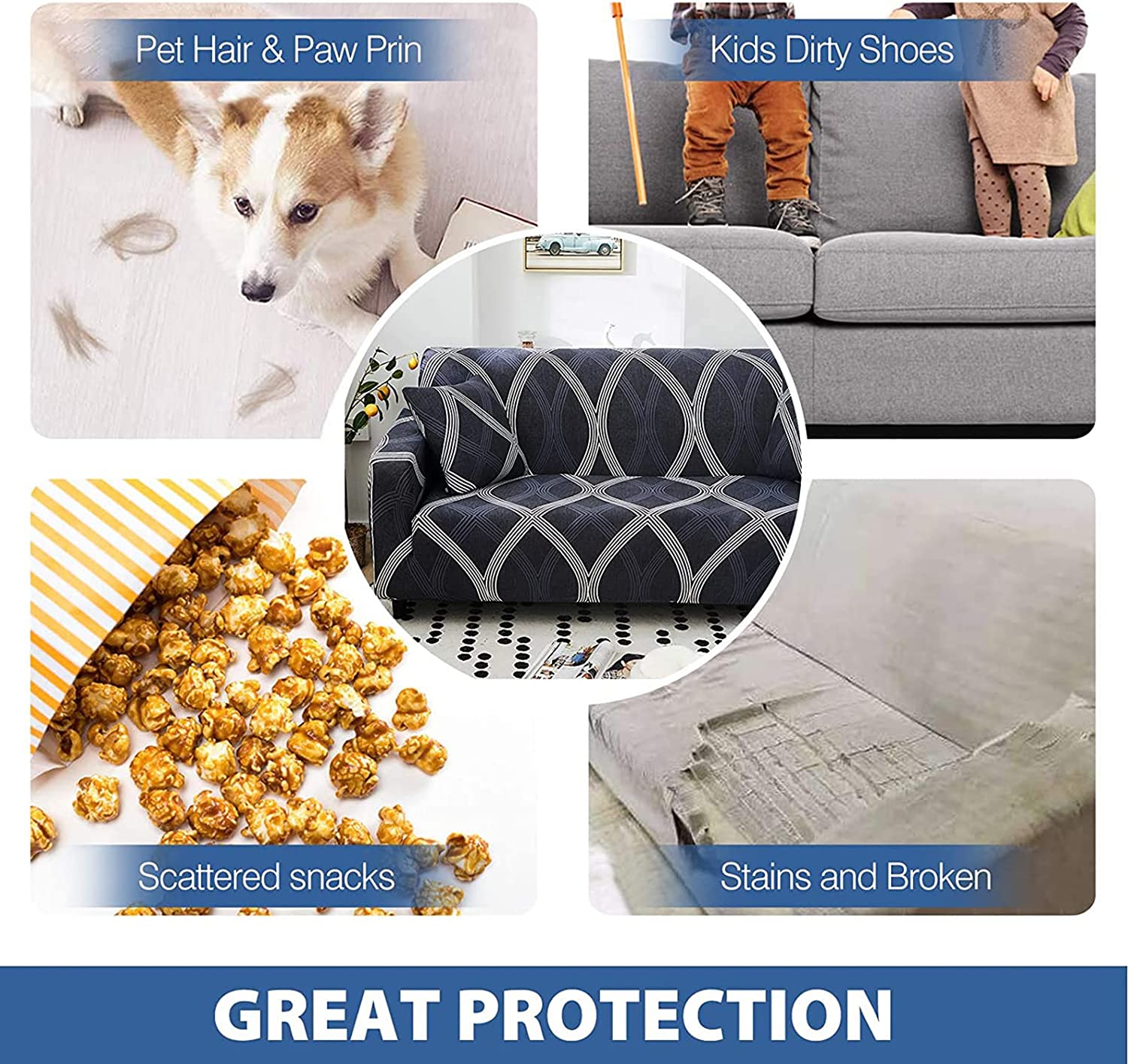 Universal Elastic Sofa Cover (Fossil Grey)